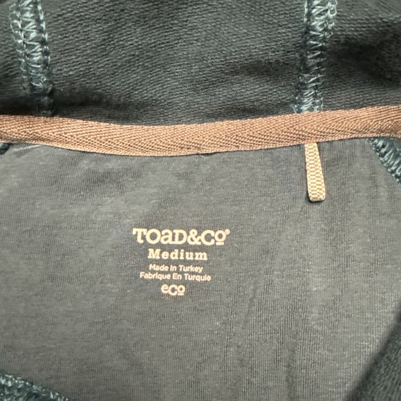 Toad & Co BFT Hooded Dress Womens Medium Teal Long Sleeve Pocket Organic Cotton - Picture 3 of 5
